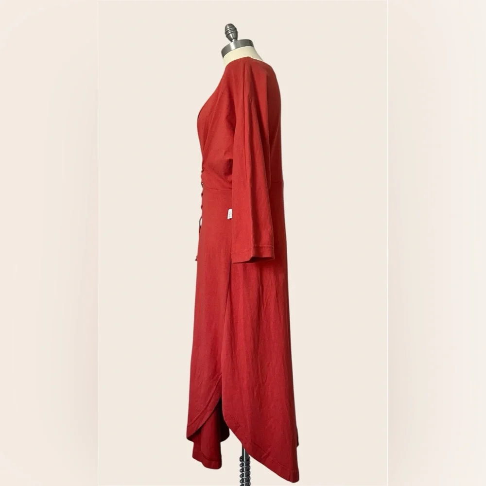 Free People Beach NWT Boho Lace-Up Midi Dress Terracotta Rust Cotton Size Small - Picture 3 of 12